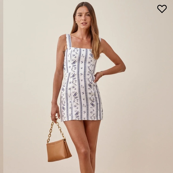 Reformation Brigitte Linen Dress Roquefort 6 - Picture 2 of 9